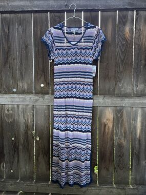 Jessica Simpson Navy, Light Blue & Pink Knit Trinity Sweater Dress